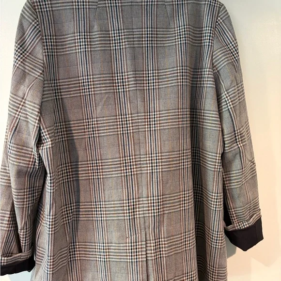 Madewell Plaid Oversize Double-Breasted Blazer chocolate brown EUC - Picture 5 of 9